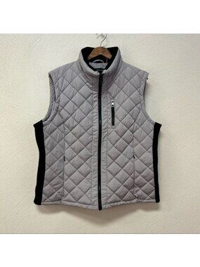 Andrew Marc Ladies Quilted Full Zip Vest Gray & Black Sz XXL
